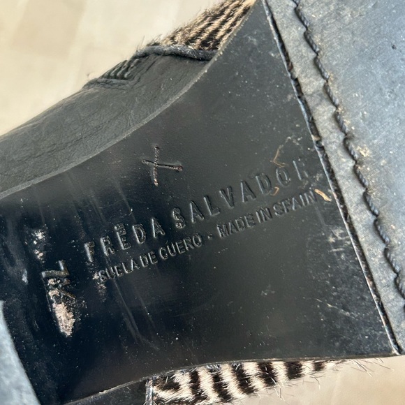 Freda Salvador Leather & Ponyhair chevron Print Ankle Booties - Picture 8 of 11